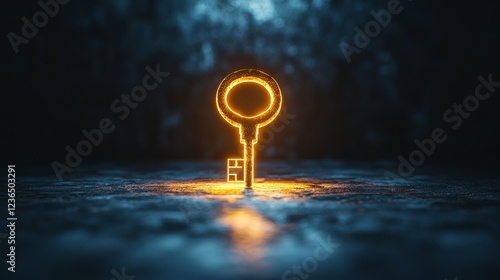 Wallpaper Mural Glowing lights key shaped hole in dark empty room Mystical and symbolic concept Torontodigital.ca