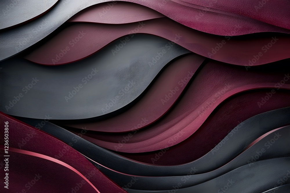 Fototapeta premium Abstract Waves of Textured Leather in Deep Tones and Curves