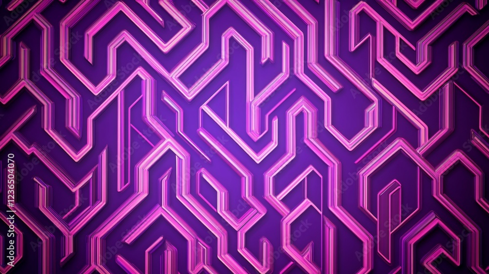 Abstract purple background with pink geometric lines forming a maze pattern Abstract purple background with pink geometric lines forming a maze pattern