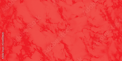 Distressed background in red texture with circles, spots, scratches, and lines. Abstract vector illustration.