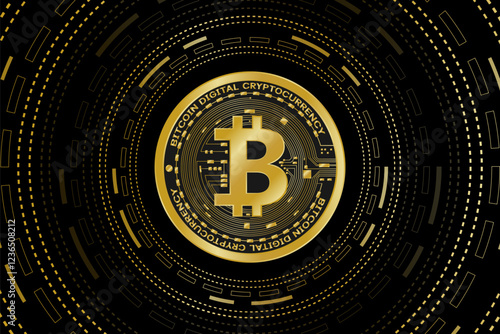 Golden bitcoin digital currency , futuristic digital money	
