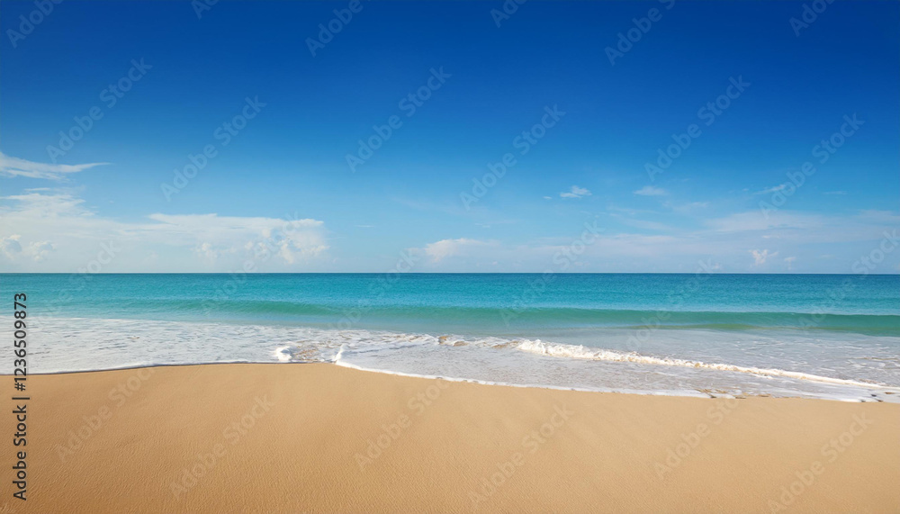 Fototapeta premium empty sand seashore in summer season clean blue sky heritage