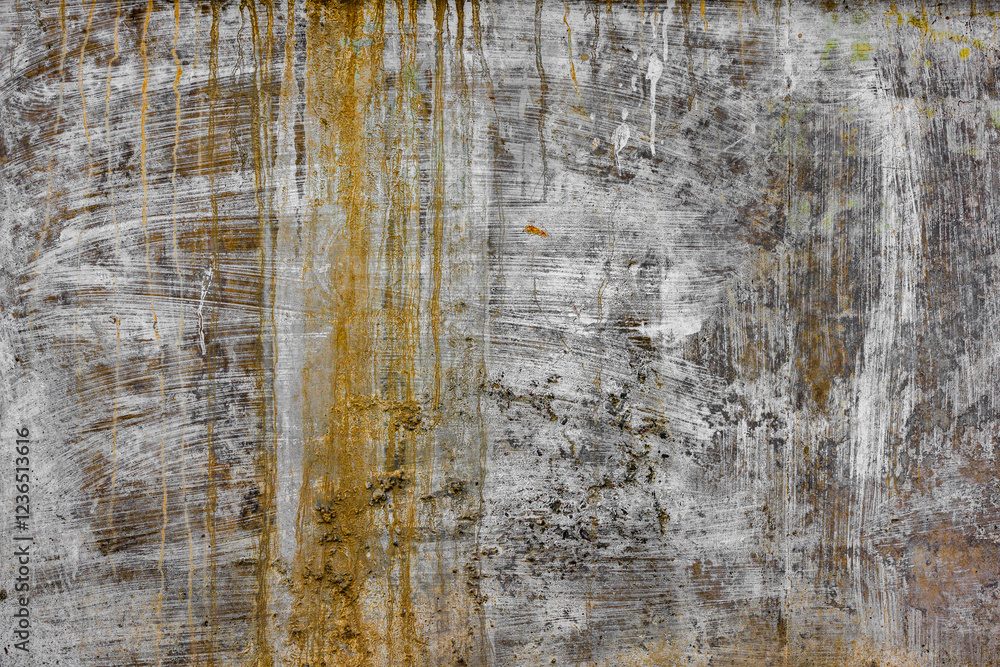 Obraz premium shabby texture with white brush strokes and rust stains