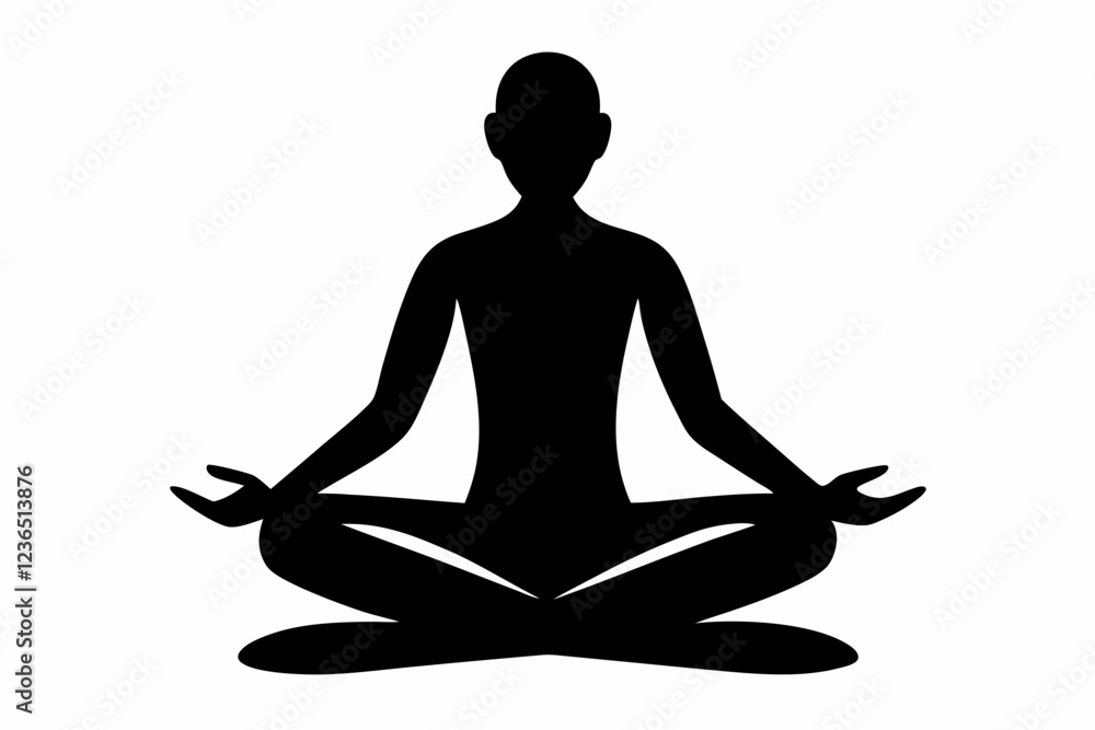 A man is practicing yoga in a meditative manner with his hands together vector silhouette. yoga meditative silhouette vector A man is practicing yoga in a meditative manner with his hands together vector silhouette. yoga meditative silhouette vector