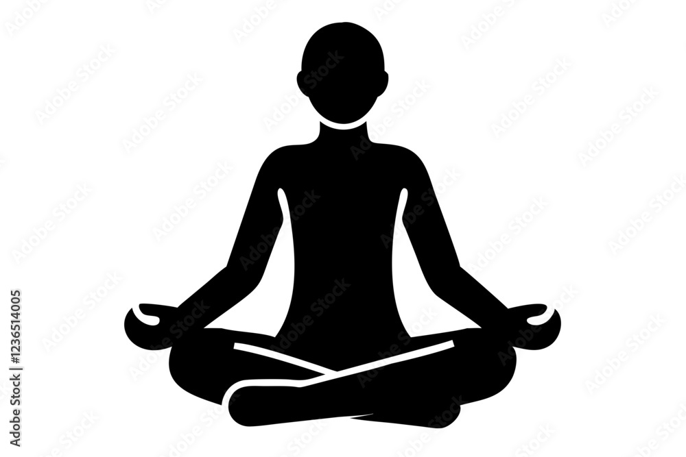 A man is practicing yoga in a meditative manner with his hands together vector silhouette. yoga meditative silhouette vector A man is practicing yoga in a meditative manner with his hands together vector silhouette. yoga meditative silhouette vector