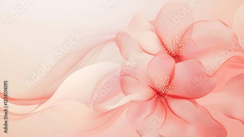 Delicate Pink Flowers and Flowing Fabric Design