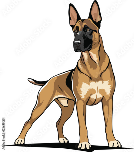 Belgian Malinois dog mascot logo design concept vector illustration white background