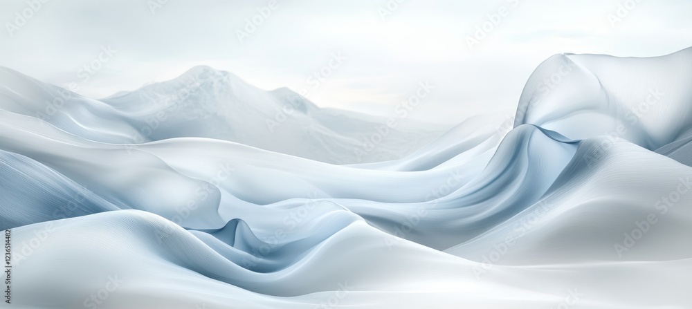 Fototapeta premium Abstract Minimalist Background, Flowing Waves Of Pastel Blue, Creating Tranquility and Softness