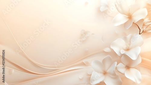 Elegant Creamy White Flowers and Soft Waves Design