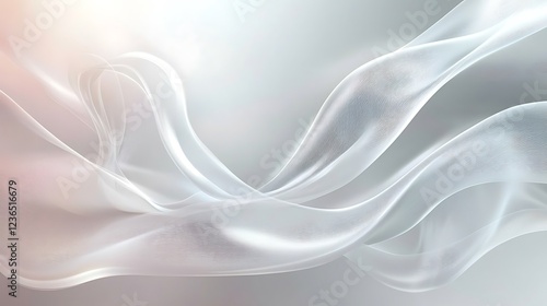 Abstract White Fabric Waves Flowing Gracefully