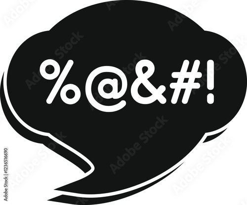 Censored vulgarity inside a black speech bubble, expressing anger or frustration