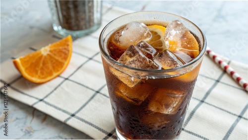 glass of cola with ice