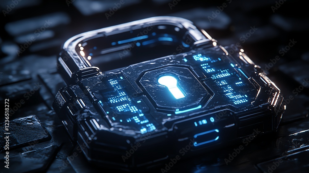Obraz premium A futuristic digital padlock
