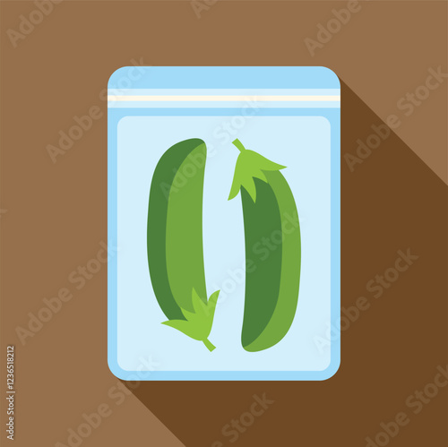 Two frozen green peas are vacuum sealed in a plastic bag, preserving their freshness for future consumption