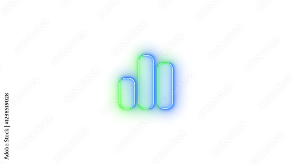 Chart simple icon glowing neon blue green gradient color Chart simple icon glowing neon blue green gradient color