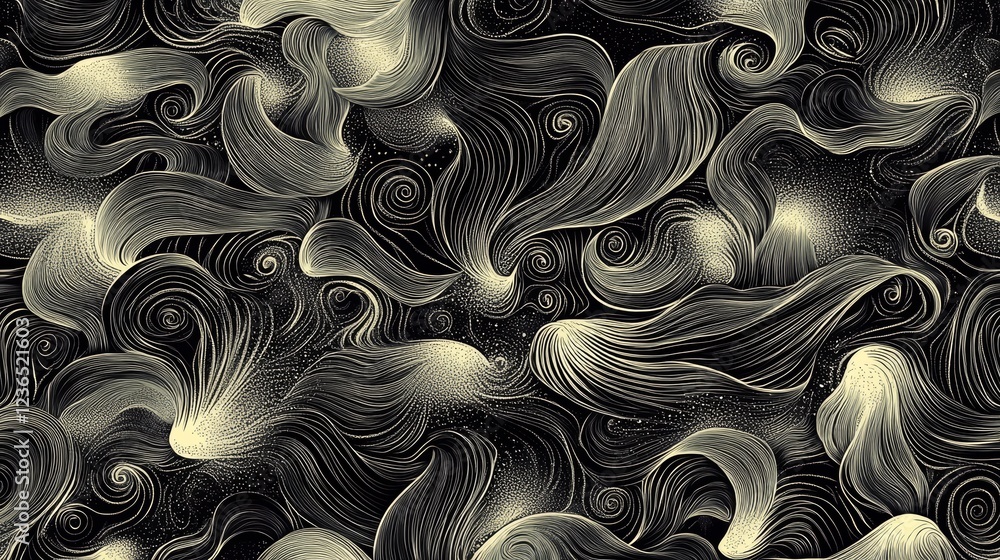 Obraz premium Pencil art seamless pattern abstract repeat hand drawn sketch texture natural dark grunge background illustration