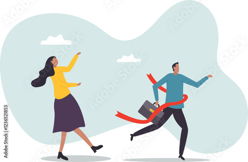 Businessman winning race celebrate victory at finish line, business success or achievement, skill or effort to succeed in work,business concept.flat character.