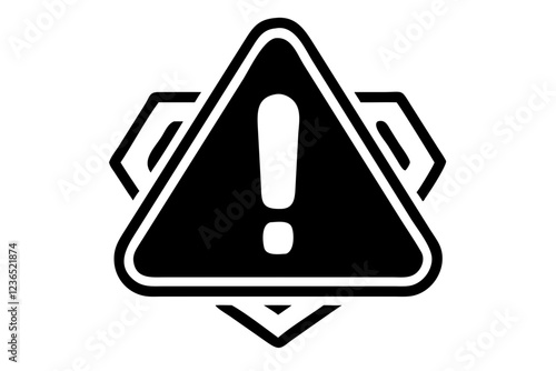 warning black icon vector isolated on white back background. Risk Management Icon. System error icon