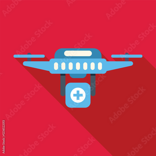 Medical drone carrying a first aid kit, delivering emergency supplies quickly and efficiently