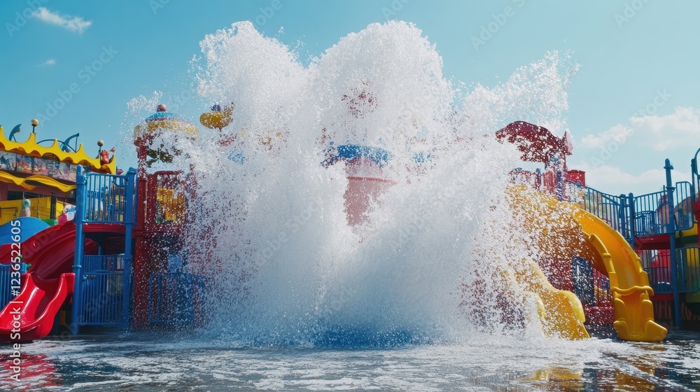 Naklejka premium Giant Water Splash at Children's Playground