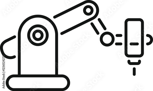 Robotic arm moving object on production line, automation and industry concept
