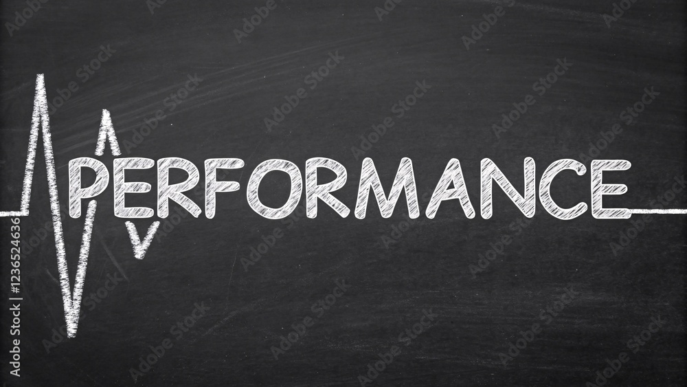 Fototapeta premium Heartbeat Line and Performance Word Illustration Representing Business Dynamics and Growth Concepts