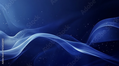 Abstract Blue Waves With Glowing Particles Background