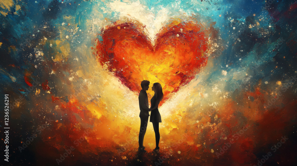 Naklejka premium Concept love relationship art painting