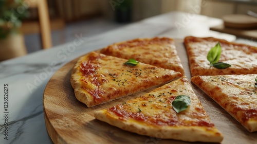 Wallpaper Mural 3D Rendering of a Triangular Cheese Pizza Topped with Oregano: A Classic and Popular Fast Food Dish with Golden Crust and Melting Cheese Torontodigital.ca