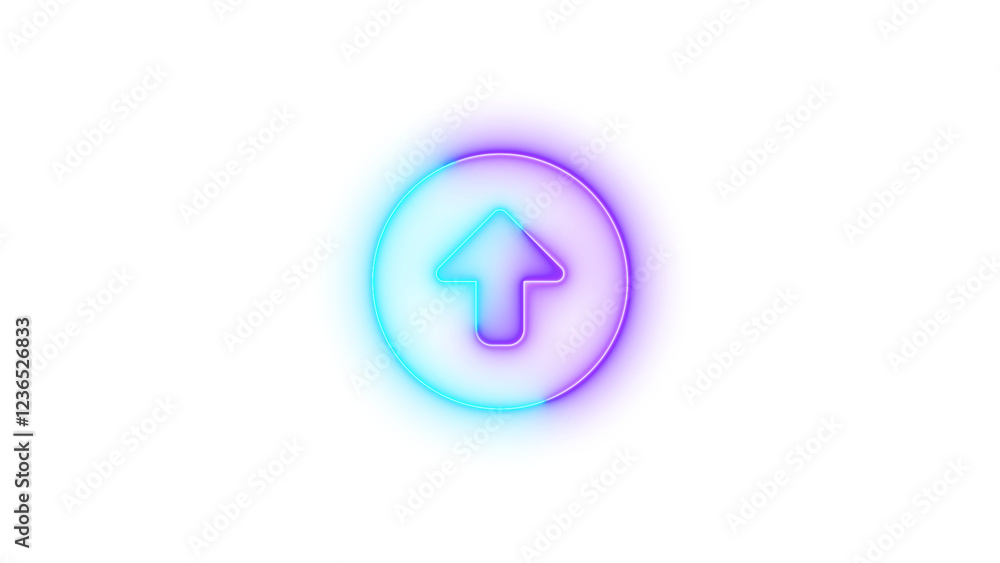 Circle up icon glowing neon cyan purple gradient color Circle up icon glowing neon cyan purple gradient color