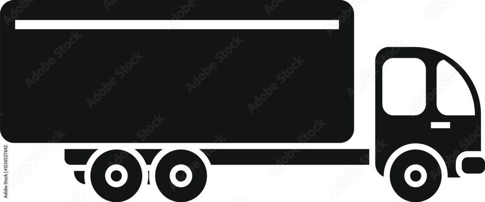 Fototapeta premium Side view of a delivery truck transporting goods, symbolizing logistics and distribution in the transportation industry