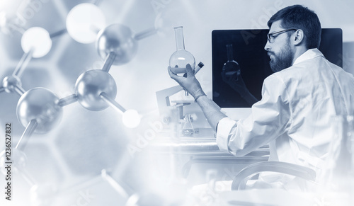 Man biologist. Scientist wi...