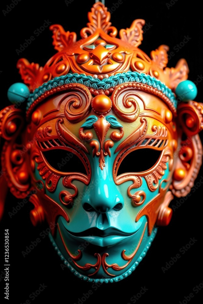 Intricate dual-faced Venetian mask for Purim costumes, theatrical performances, and artistic displays Intricate dual-faced Venetian mask for Purim costumes, theatrical performances, and artistic displays