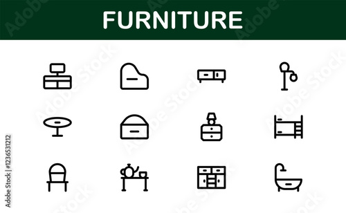 Furniture Icons for Interior Designers. Scalable Graphics for Modern, Classic, and Minimalist Furniture