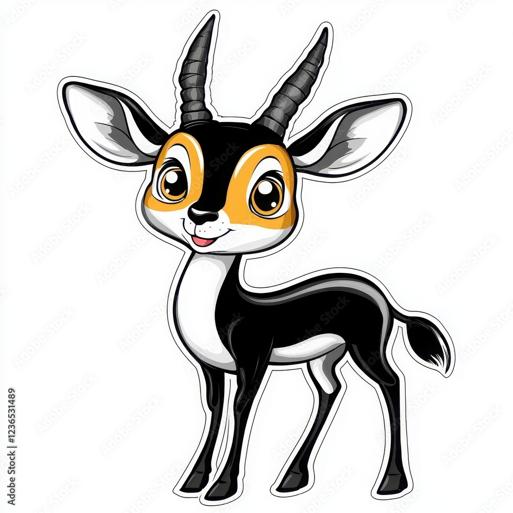 Cute Cartoon Antelope Character in Playful Wild Animal Scene Cute Cartoon Antelope Character in Playful Wild Animal Scene