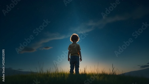 Fototapeta Naklejka Na Ścianę i Meble -  silhouette of a man standing on a hill