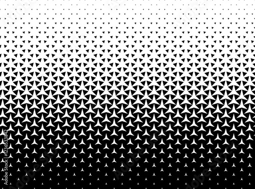 Geometric pattern of black figures on a white background.Seamless in one direction.Option with an AVERAGE fade out. Switching to black