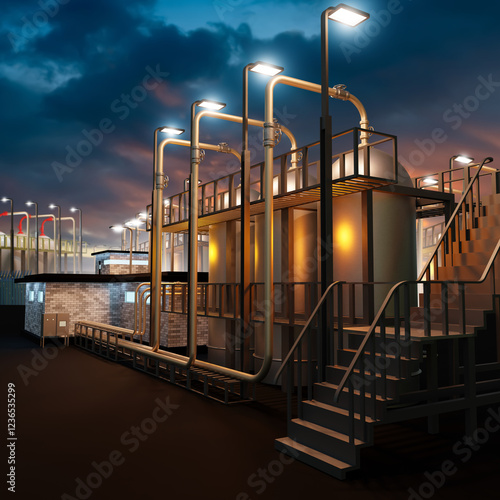 Industrial factory at night...