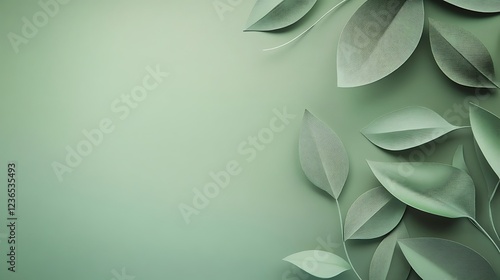 Elegant sage green leaves on a soft background