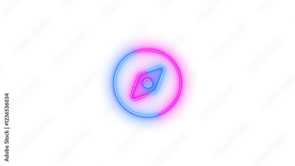 Compass icon glowing neon blue pink gradient color Compass icon glowing neon blue pink gradient color