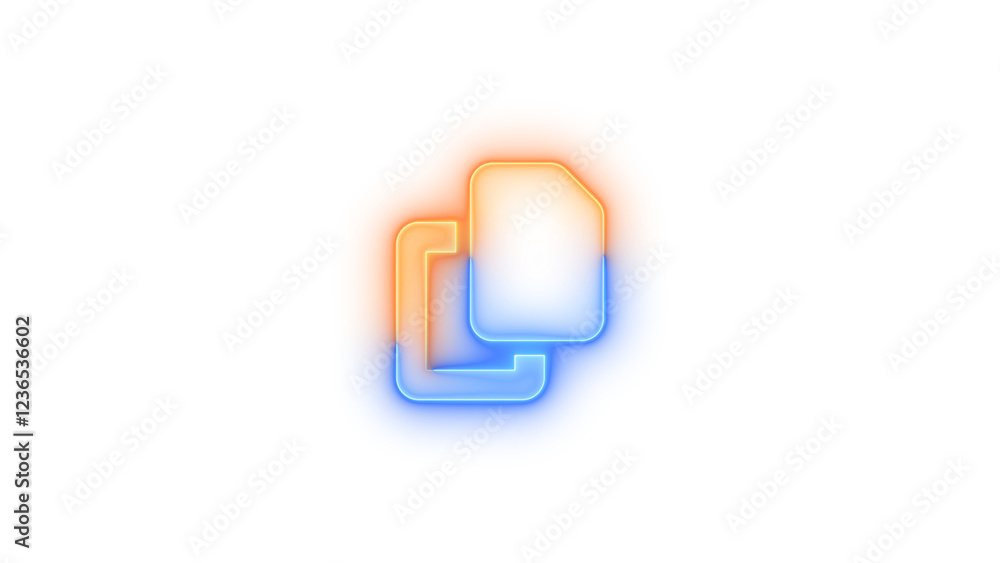 Copy icon glowing neon blue brown gradient color Copy icon glowing neon blue brown gradient color