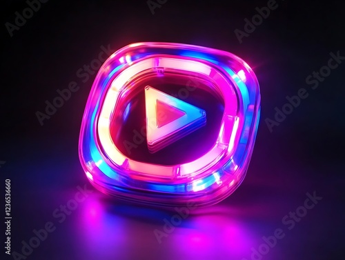 A led neon youtube play button for a gaming chann photo