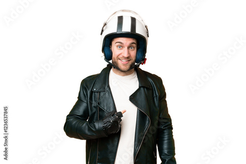 Wallpaper Mural Young handsome blonde man with a motorcycle helmet over isolated chroma key background with surprise facial expression Torontodigital.ca