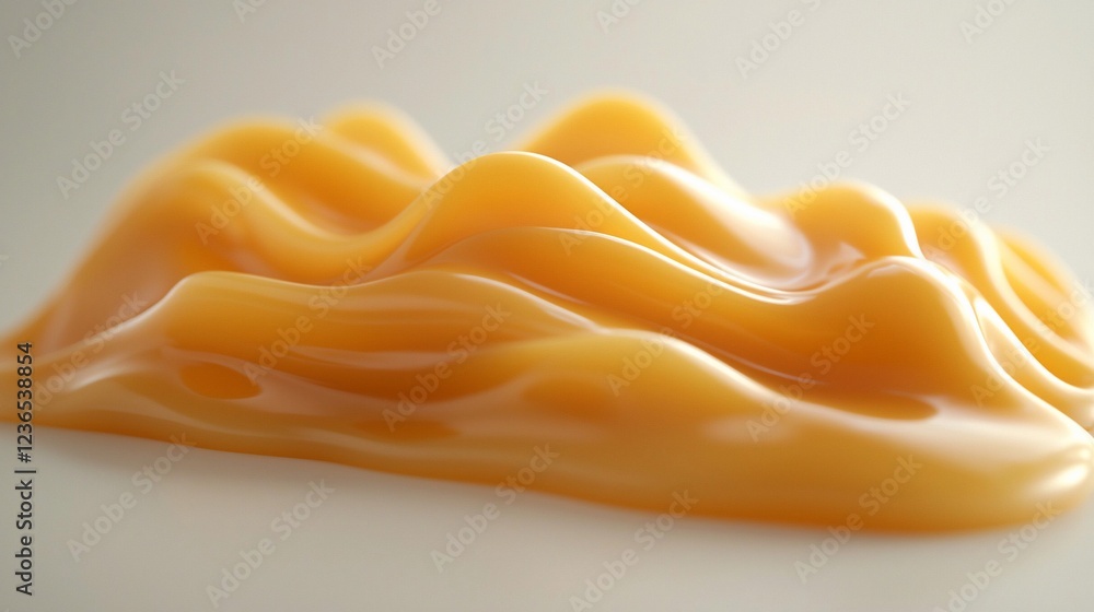Close-up of golden, glossy, caramel texture with wavy surface. Close-up of golden, glossy, caramel texture with wavy surface.