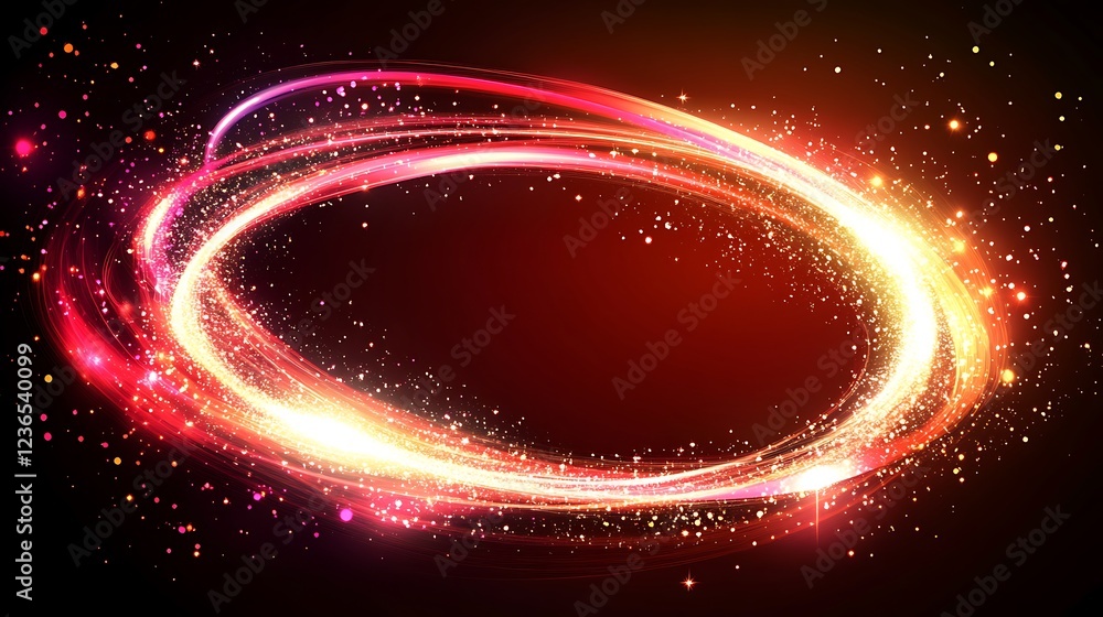 Obraz premium Red and Gold Light Trails Create Oval Shape