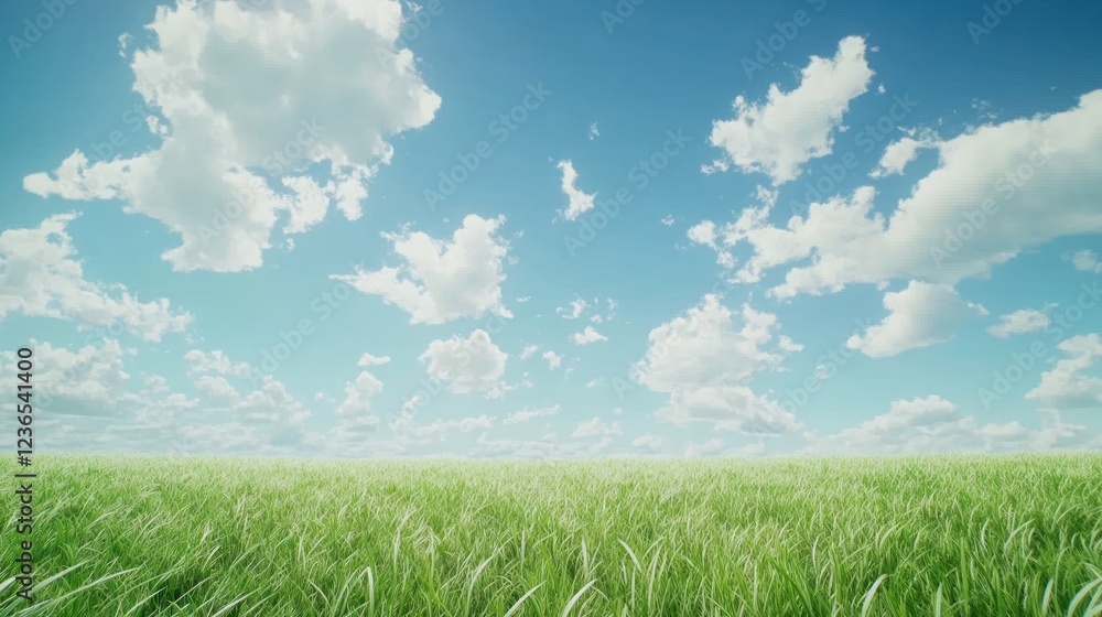 Serene Meadow Under a Summer Sky: A Breathtaking View of Nature's Tranquility Serene Meadow Under a Summer Sky: A Breathtaking View of Nature's Tranquility