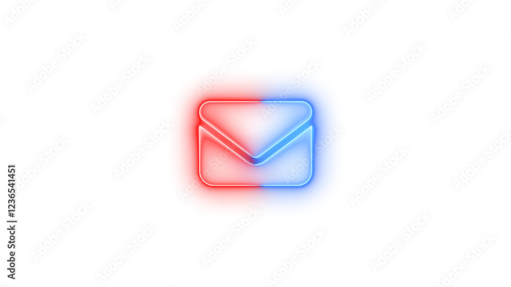 Envelope icon glowing neon blue red gradient color Envelope icon glowing neon blue red gradient color