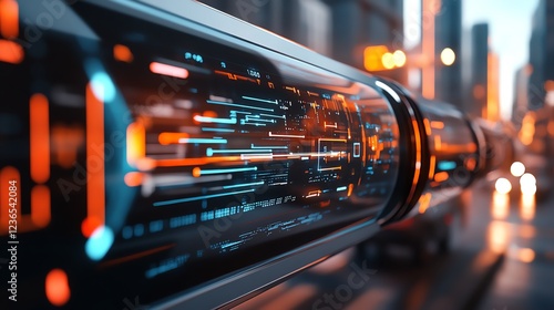 A futuristic data bridge projecting holographic signal paths