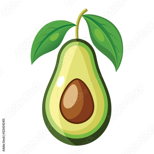  avocado with leaves vector illustration