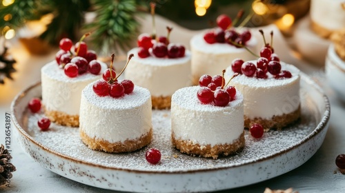 Wallpaper Mural Delightful Mini Cheesecakes with Red Currants: A Festive Dessert Torontodigital.ca